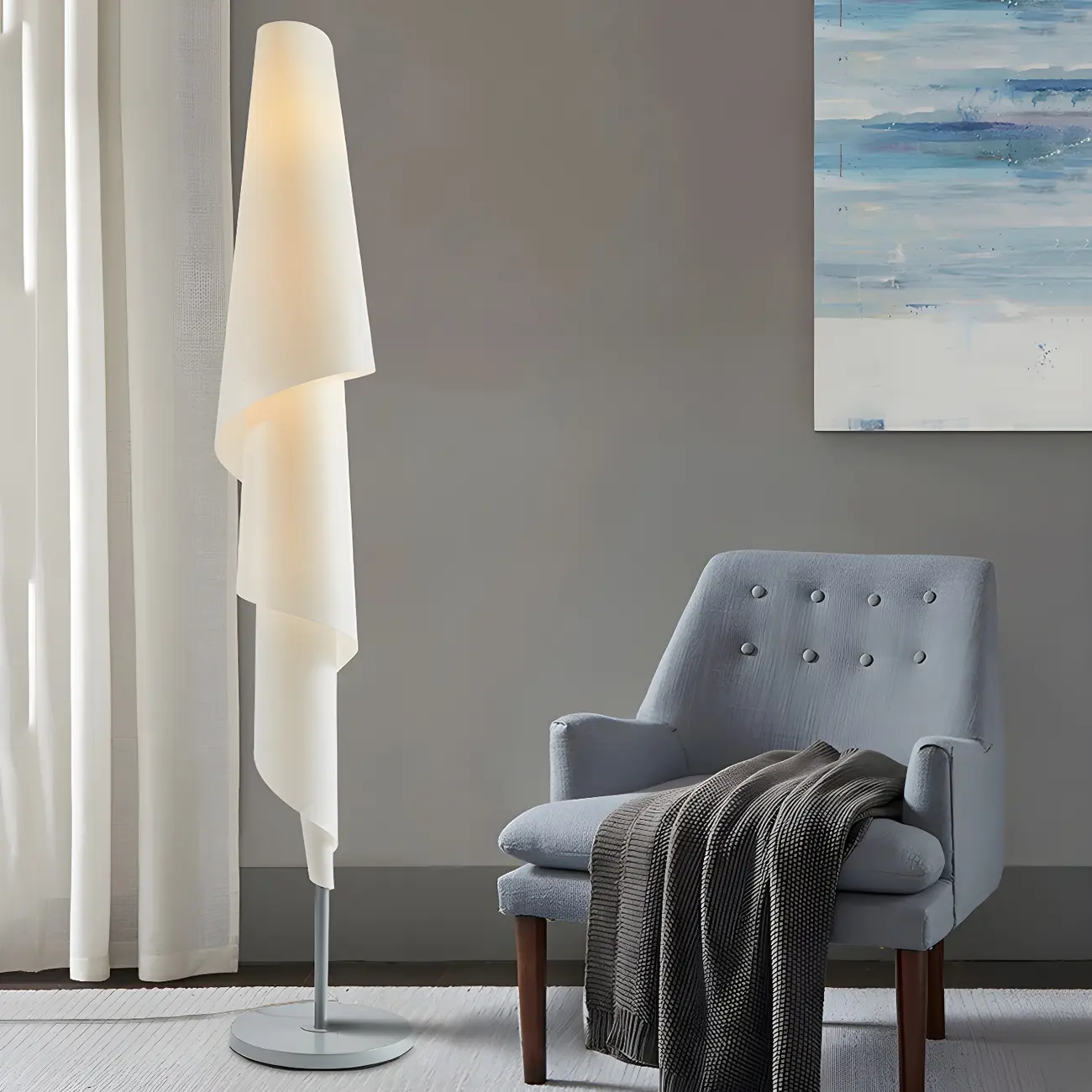 Modern Spiral Plastic Floor Lamp for Living Room Image - 3 | homeyfad