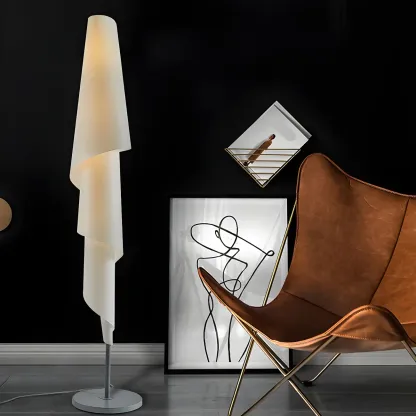 Modern Spiral Plastic Floor Lamp for Living Room Image - 9