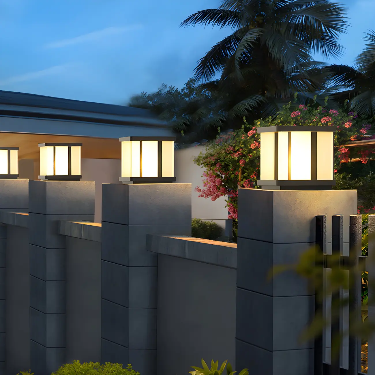 Modern Black Solar Square Outdoor Post Lights | homeyfad