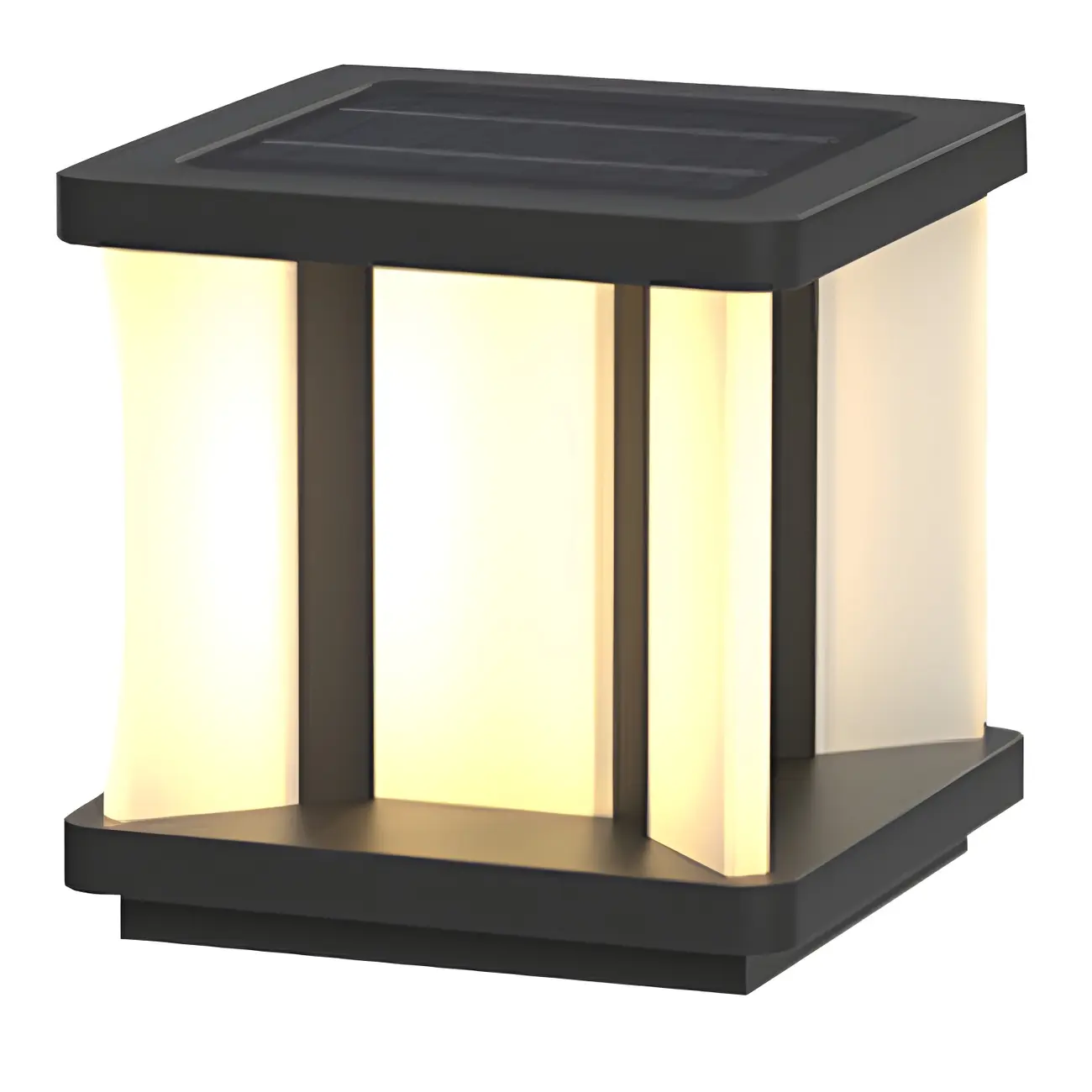 Modern Black Solar Square Outdoor Post Lights | homeyfad