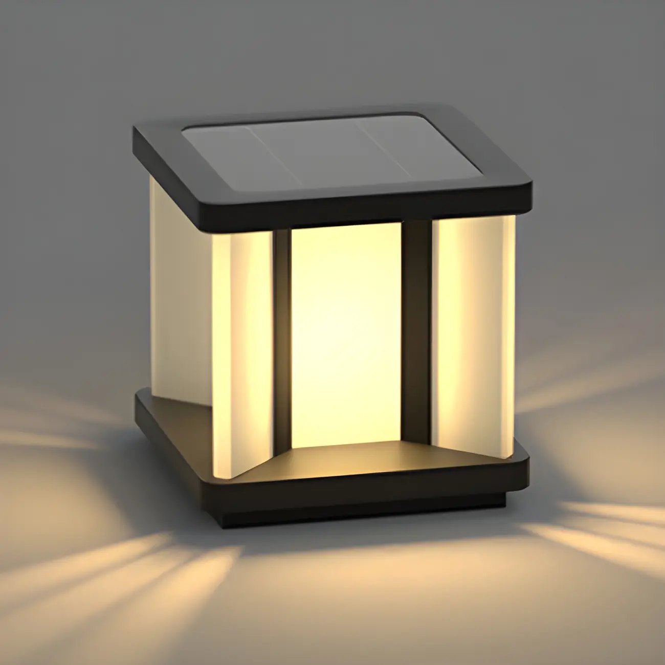 Modern Black Solar Square Outdoor Post Lights | homeyfad