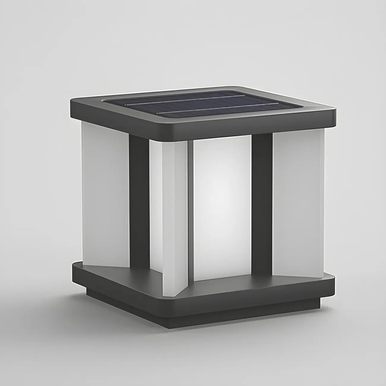 Modern Black Solar Square Outdoor Post Lights | homeyfad