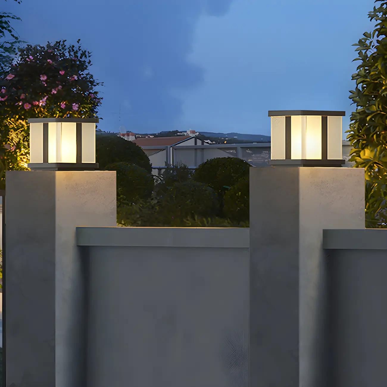 Modern Black Solar Square Outdoor Post Lights | homeyfad