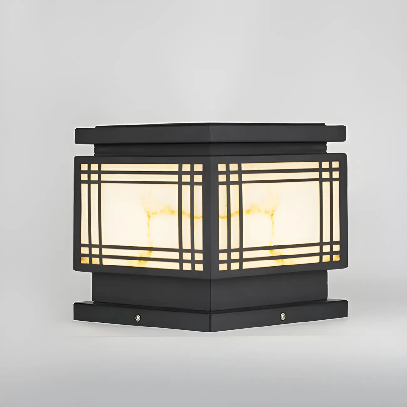 Solar Black Metal Rectangular Post Cap Light Image - 8