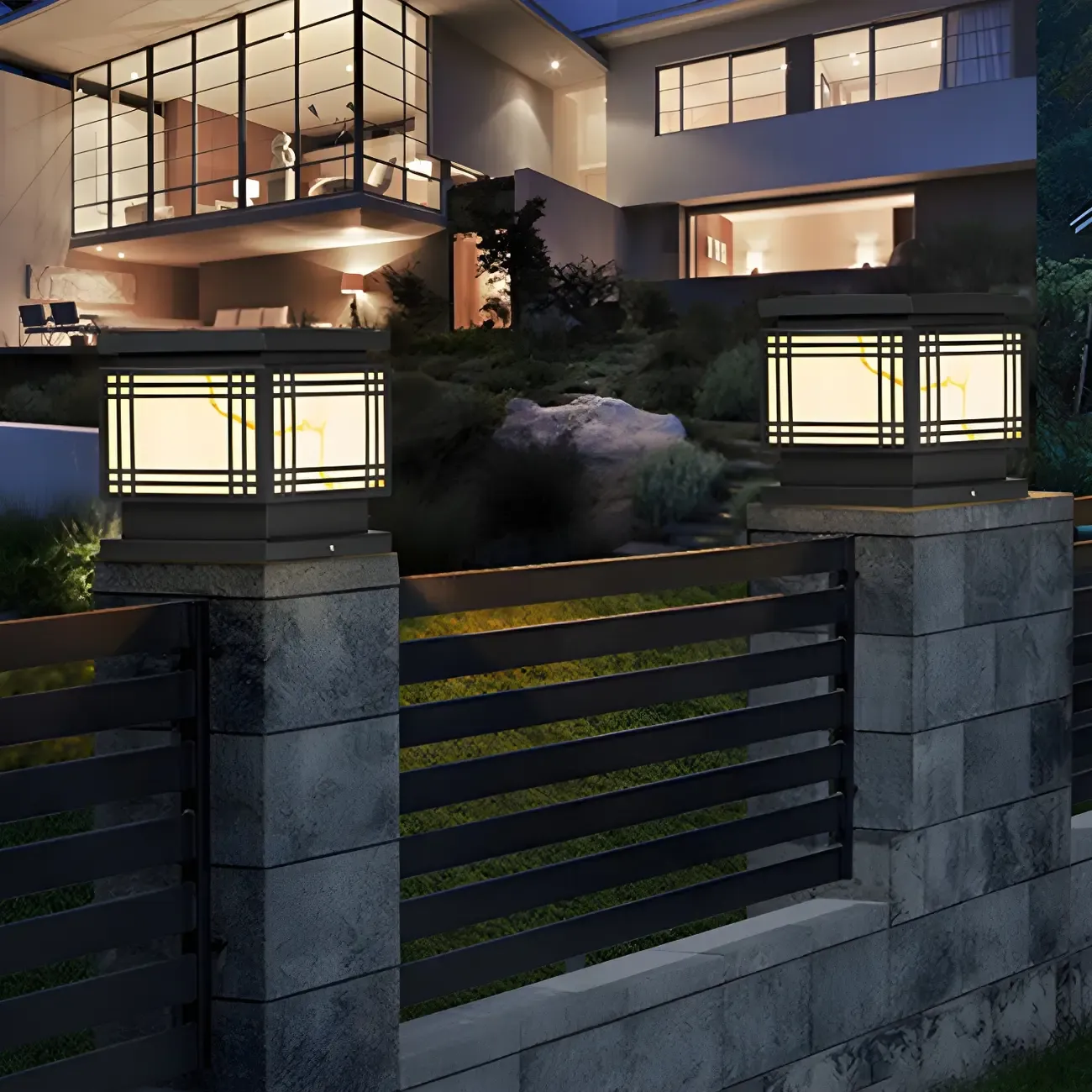 Solar Black Metal Rectangular Post Cap Light Image - 6