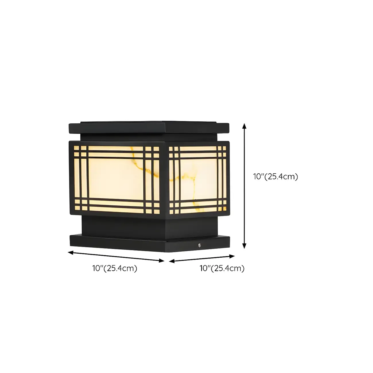 Solar Black Metal Rectangular Post Cap Light #size