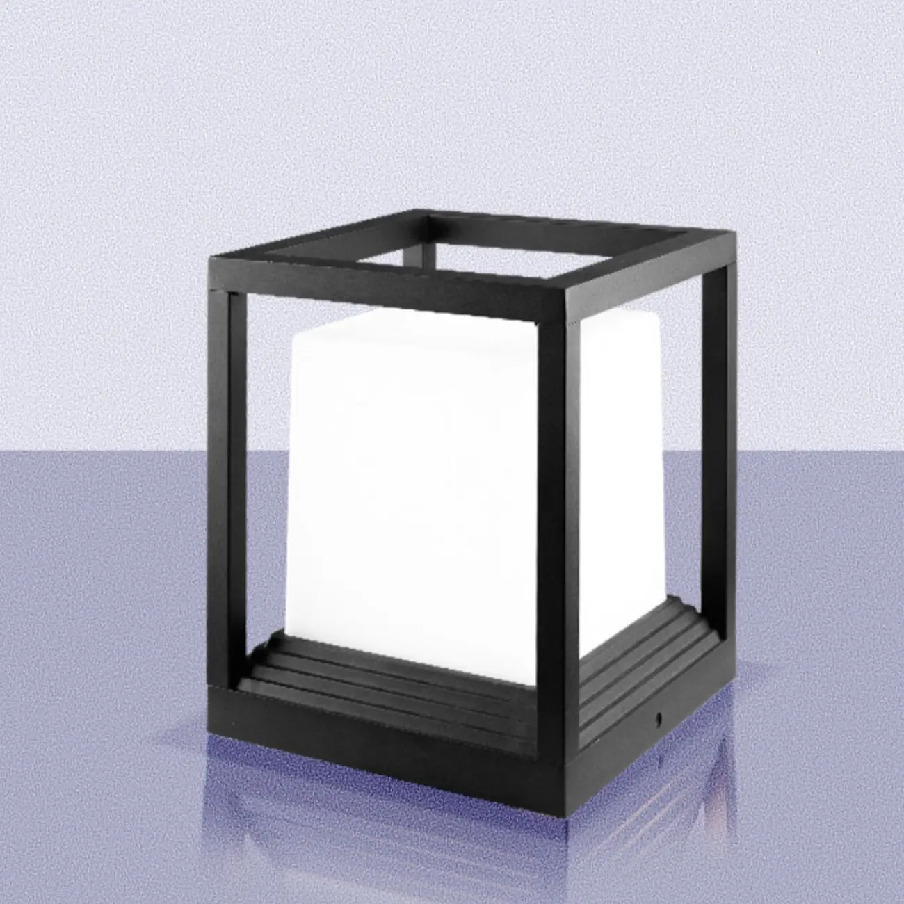 Black Metal Open Bracket White Shade Post Cap Light Image - 7 | homeyfad