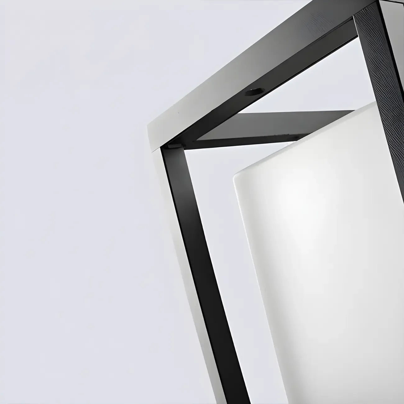 Black Metal Open Bracket White Shade Post Cap Light Image - 9