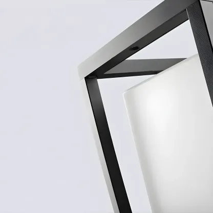 Black Metal Open Bracket White Shade Post Cap Light Image - 9