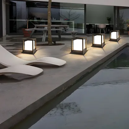 Black Metal Open Bracket White Shade Post Cap Light Image - 3