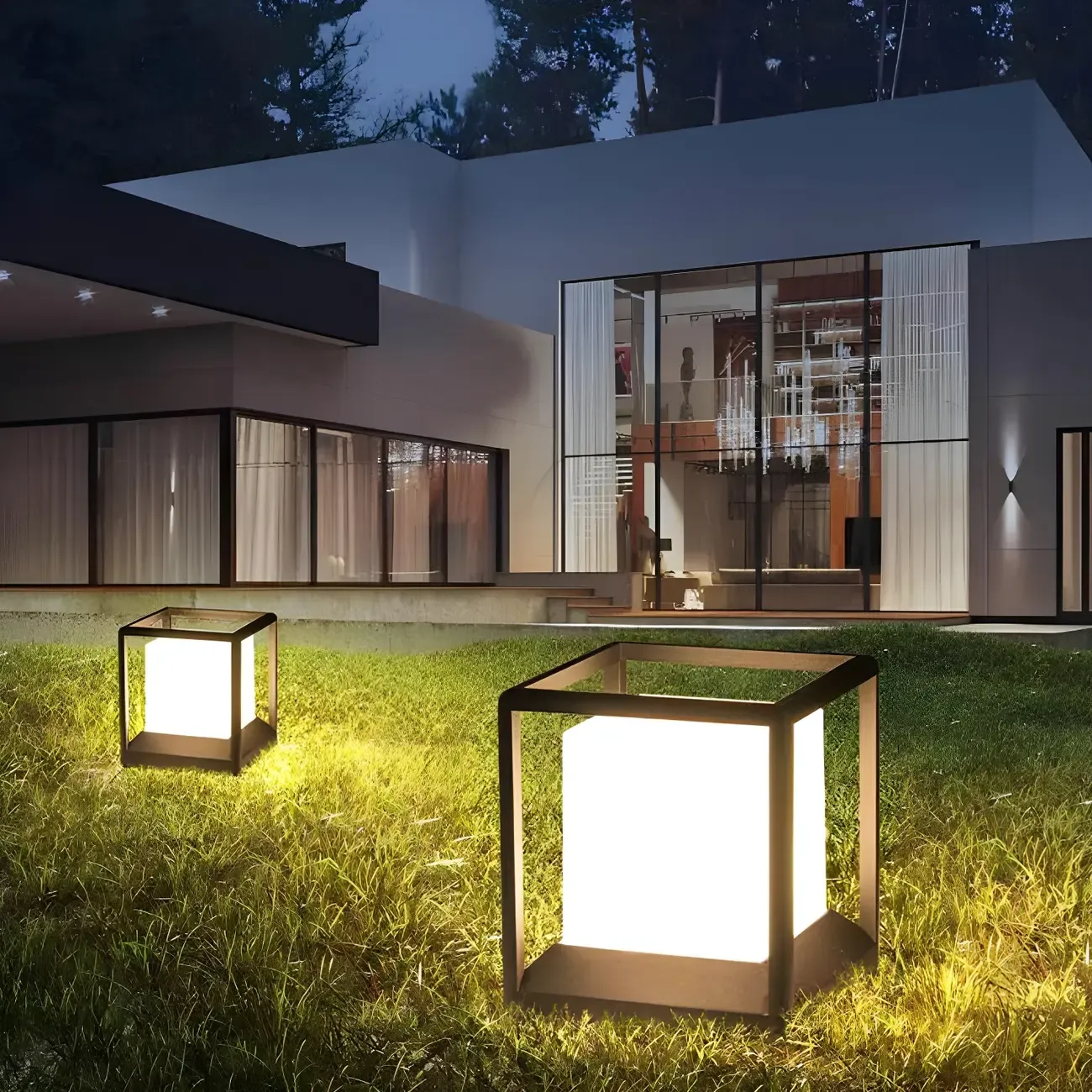 Outdoor Waterproof Metal Cube Post Cap Light Image - 8