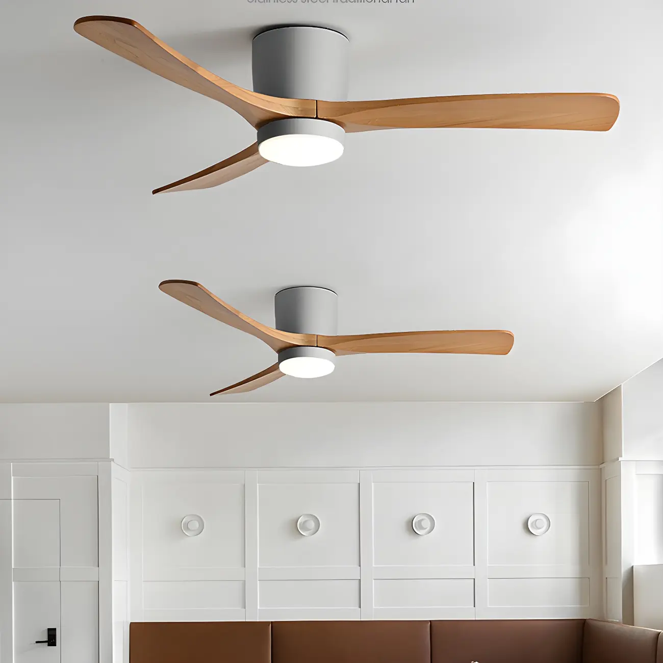 Classic Solid Wood Remote Flush Mount Ceiling Fan with Light Image - 2 | homeyfad