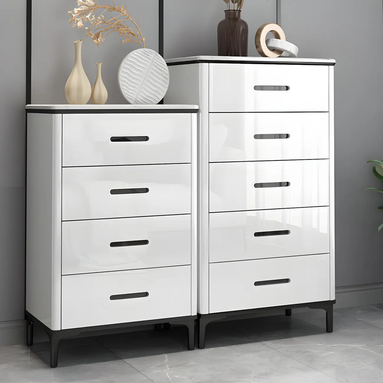 Elegant White Wooden Dresser & Chest with Drawers Image - 2 | homeyfad