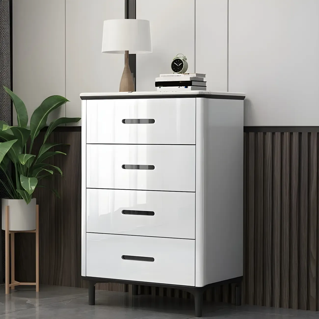 Elegant White Wooden Dresser & Chest with Drawers Image - 3