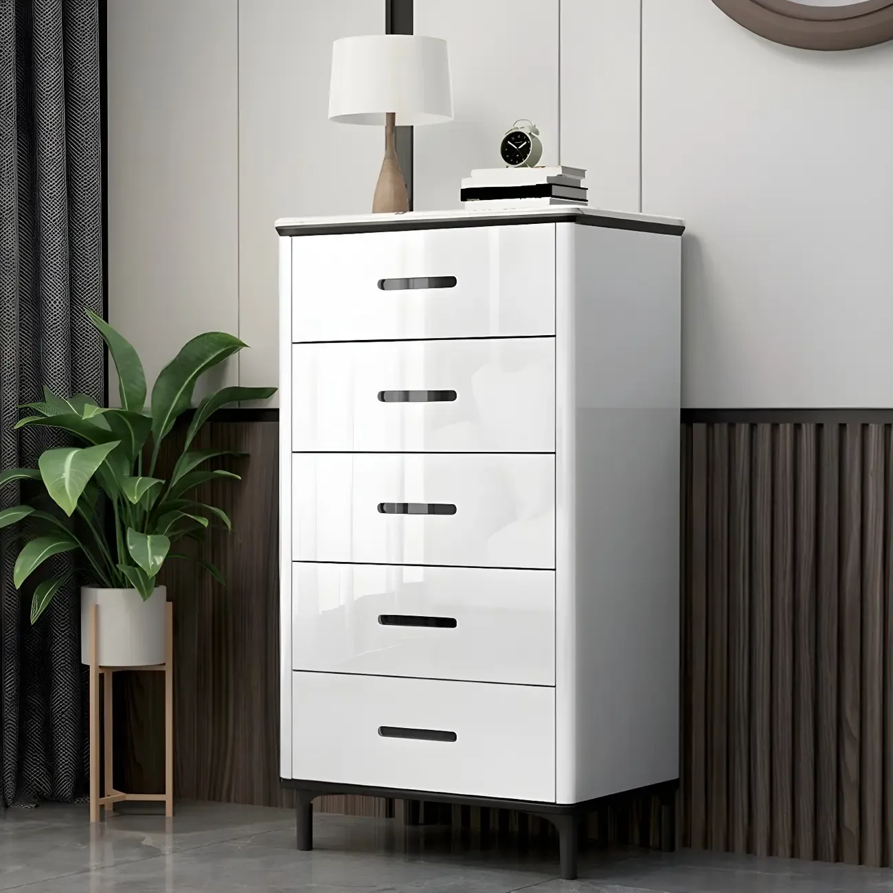 Elegant White Wooden Dresser & Chest with Drawers Image - 1