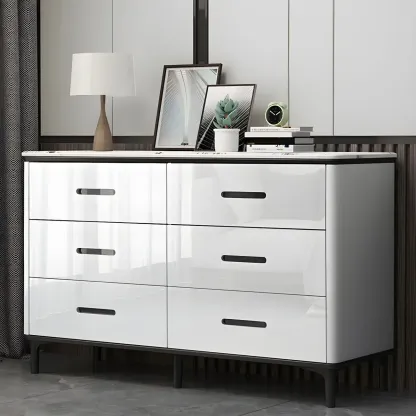 Elegant White Wooden Dresser & Chest with Drawers Image - 5