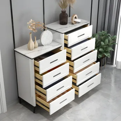 Elegant White Wooden Dresser & Chest with Drawers Image - 6