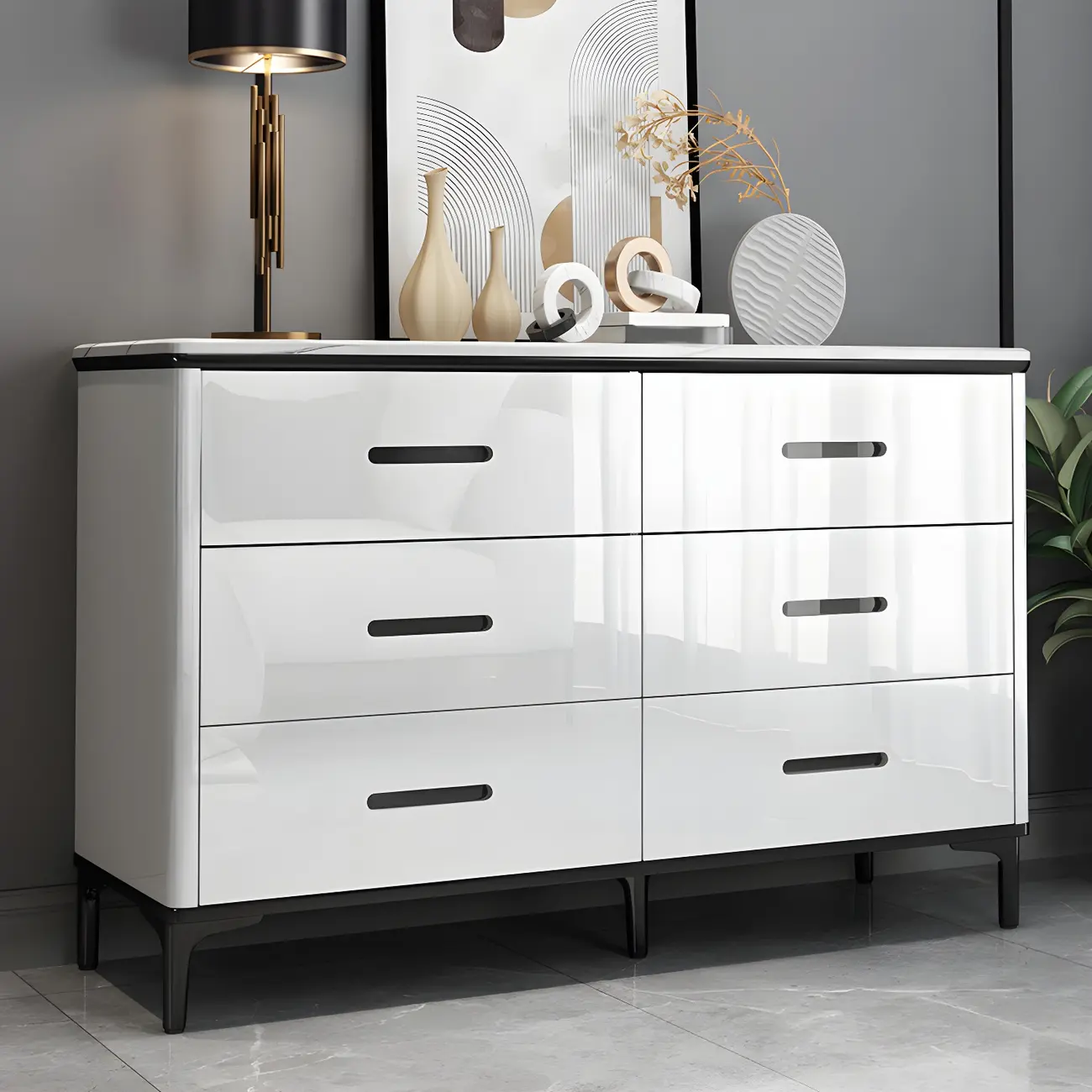 Elegant White Wooden Dresser & Chest with Drawers Image - 7 | homeyfad