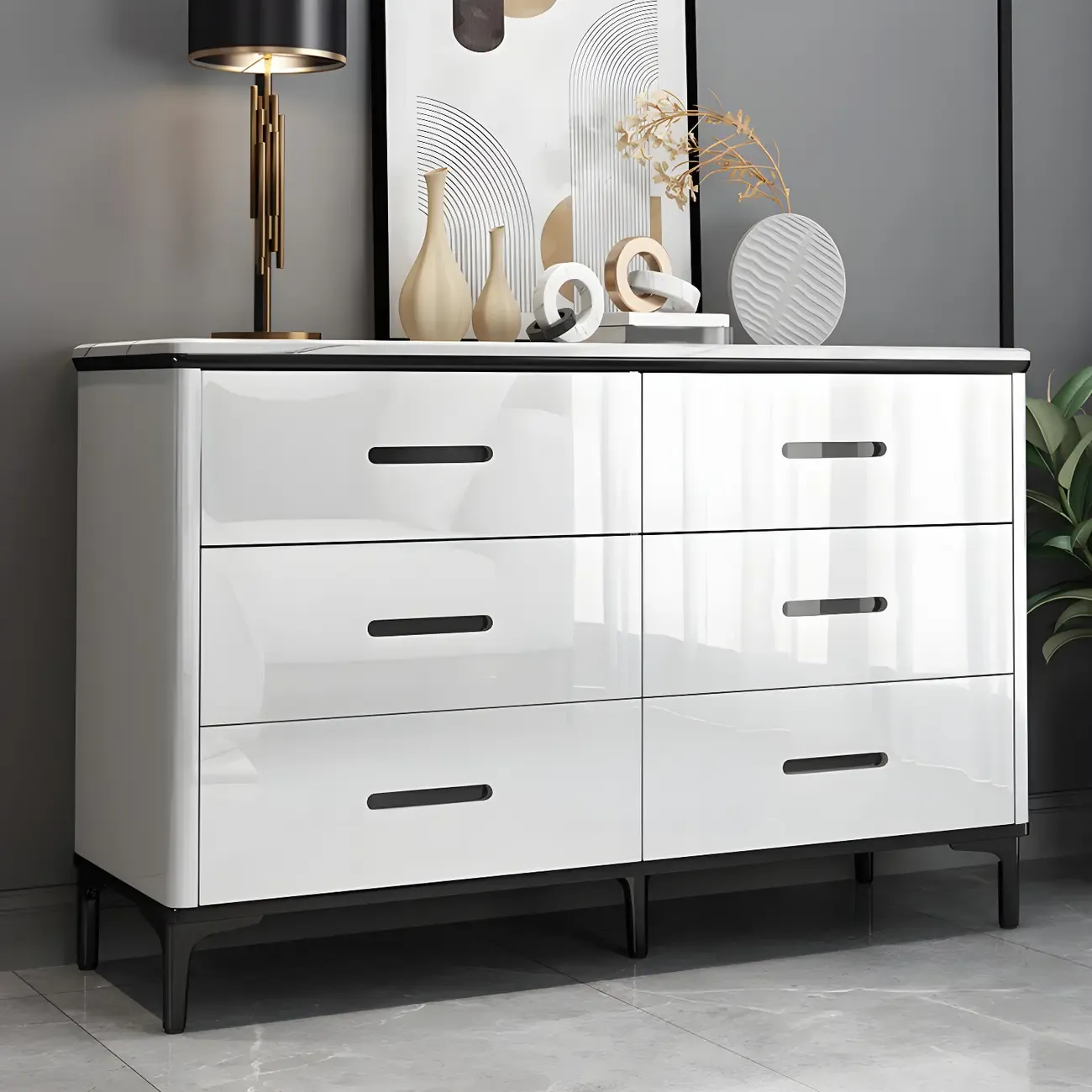 Elegant White Wooden Dresser & Chest with Drawers Image - 7