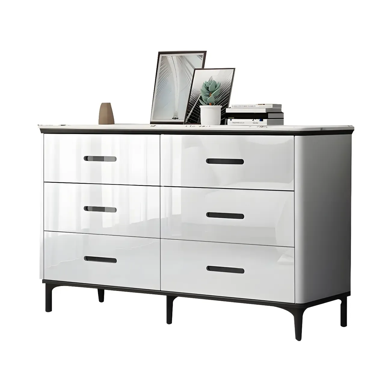 Elegant White Wooden Dresser & Chest with Drawers Image - 8