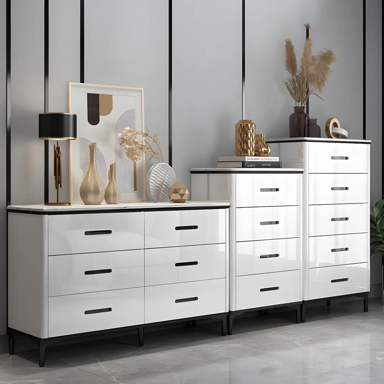Elegant White Wooden Dresser & Chest with Drawers Image - 15 | homeyfad