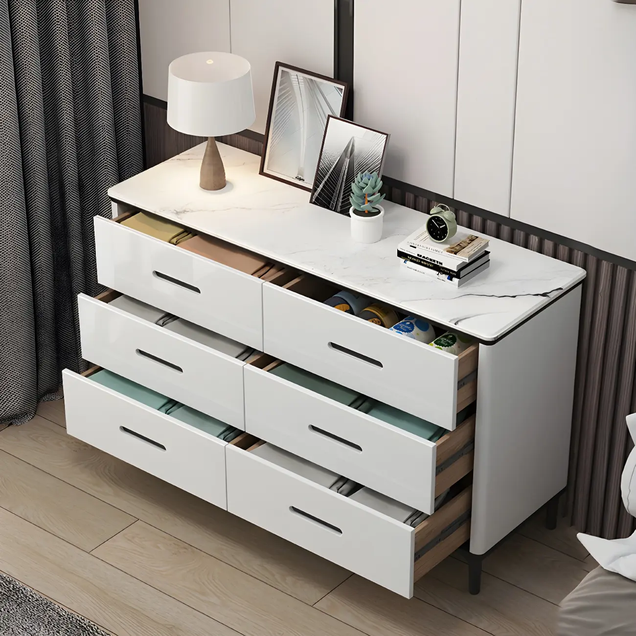 Elegant White Wooden Dresser & Chest with Drawers Image - 16 | homeyfad