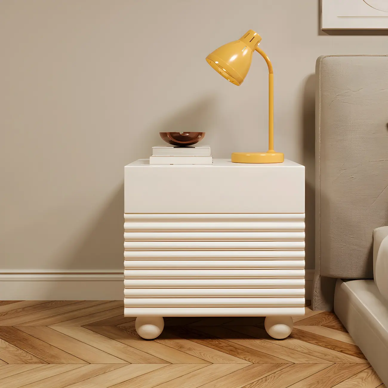 Narrow Cubic 2-Drawer Wood Small Bedside Table Image - 1 | homeyfad