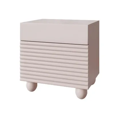 Narrow Cubic 2-Drawer Wood Small Bedside Table Image - 8