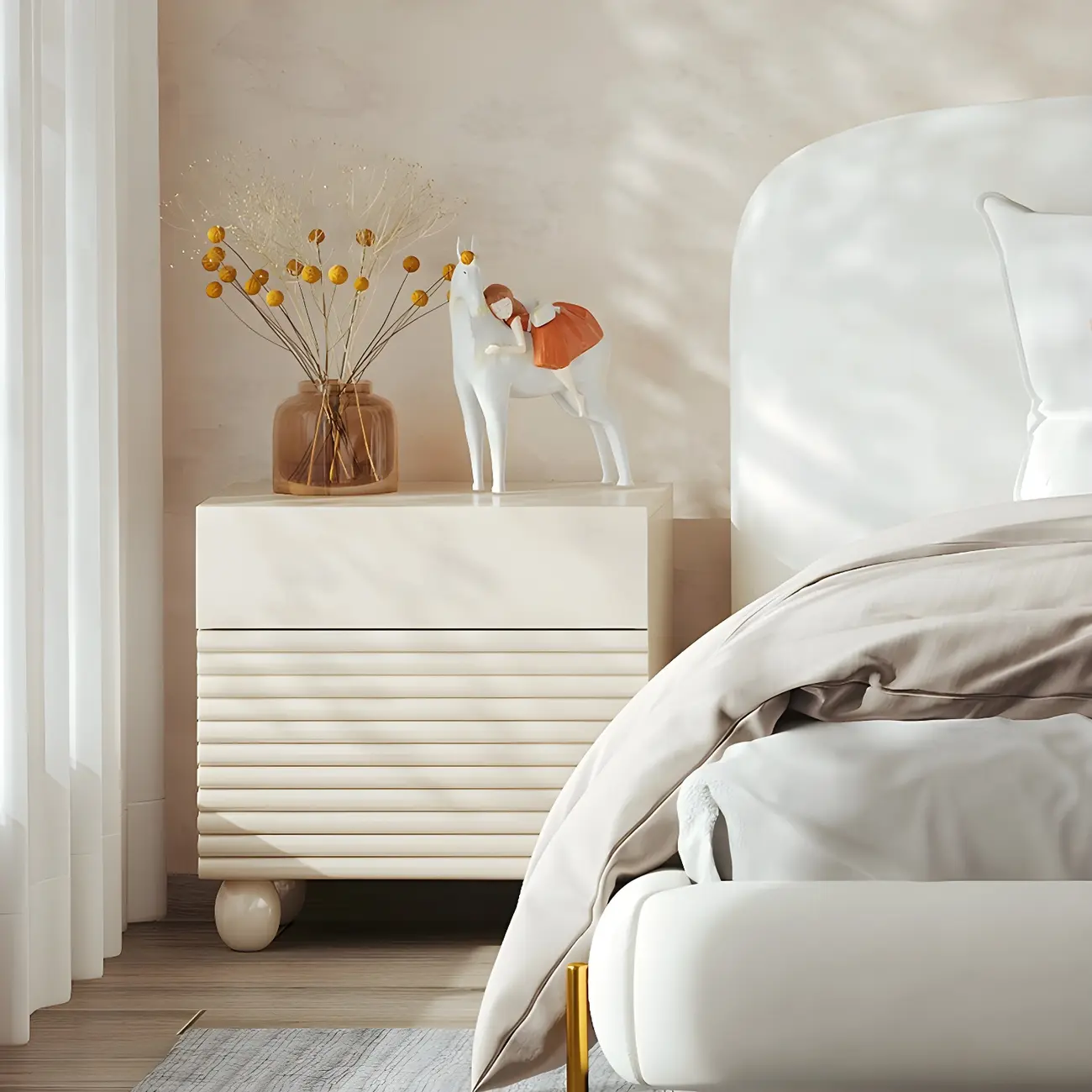 Narrow Cubic 2-Drawer Wood Small Bedside Table Image - 4 | homeyfad