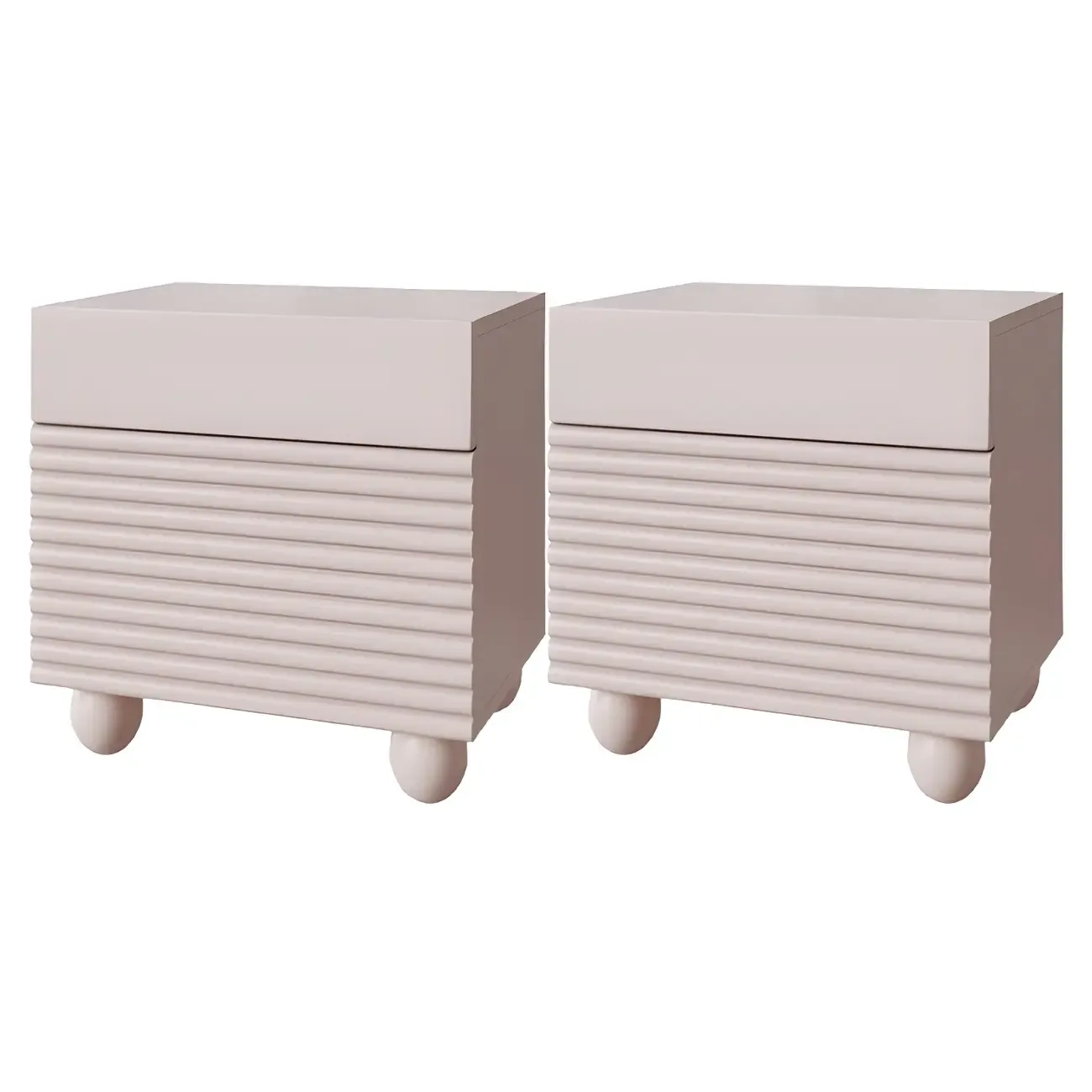 Narrow Cubic 2-Drawer Wood Small Bedside Table Image - 9