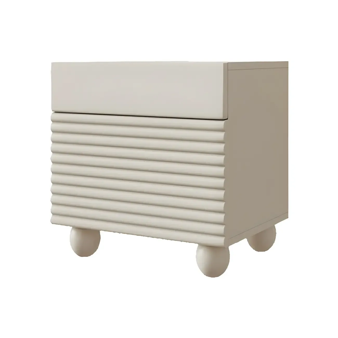 Narrow Cubic 2-Drawer Wood Small Bedside Table Image - 10