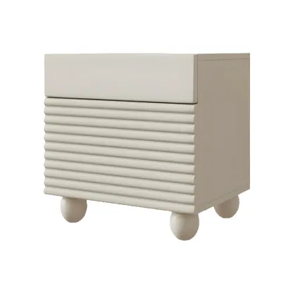 Narrow Cubic 2-Drawer Wood Small Bedside Table Image - 10