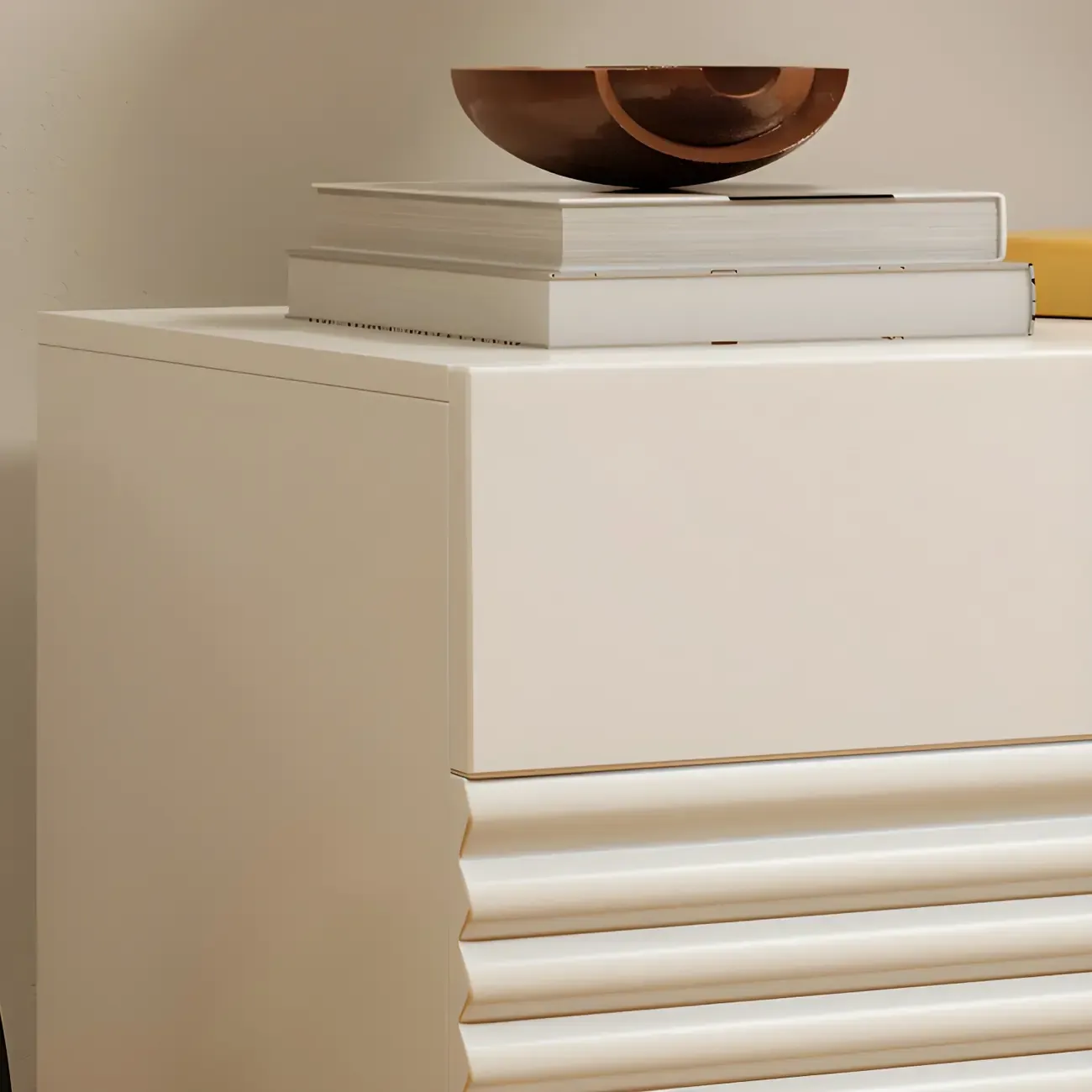 Narrow Cubic 2-Drawer Wood Small Bedside Table Image - 12