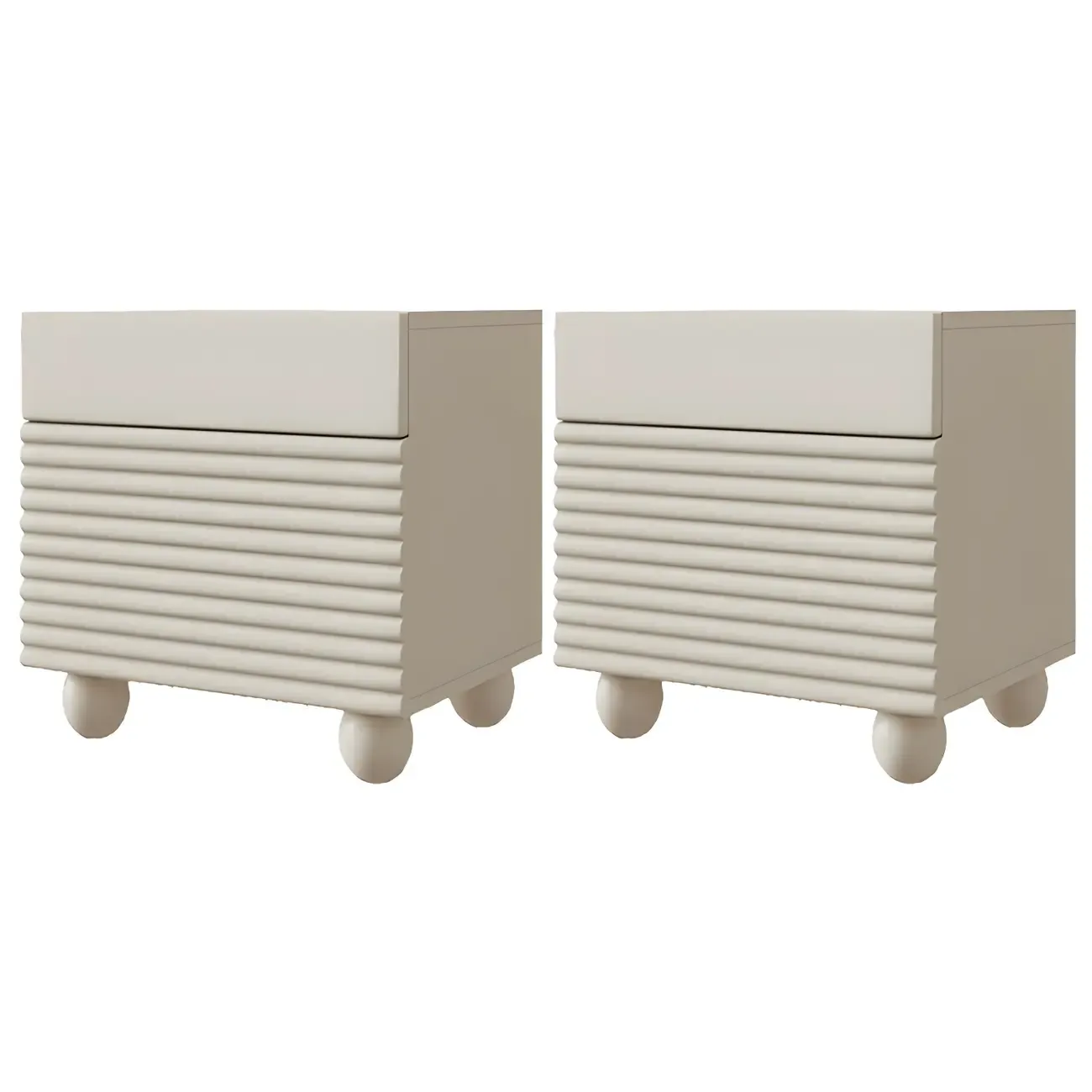 Narrow Cubic 2-Drawer Wood Small Bedside Table Image - 13