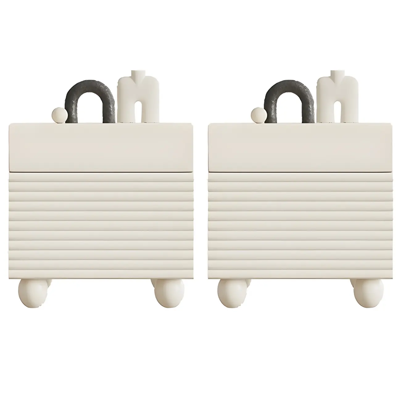 Narrow Cubic 2-Drawer Wood Small Bedside Table Image - 16 | homeyfad