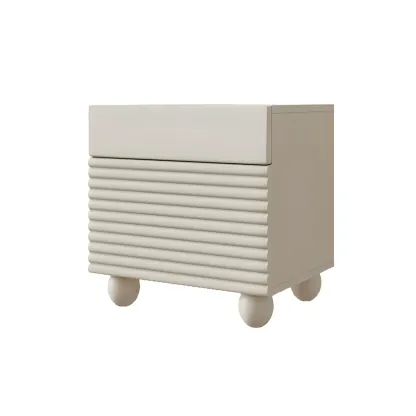 Narrow Cubic 2-Drawer Wood Small Bedside Table Image - 17