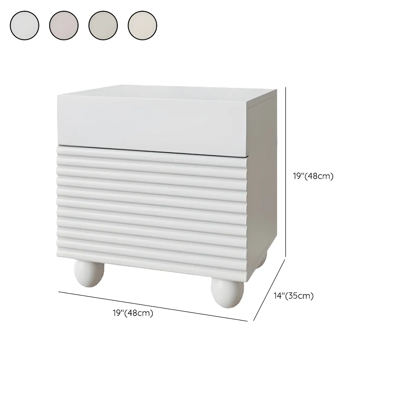 Narrow Cubic 2-Drawer Wood Small Bedside Table #size | homeyfad