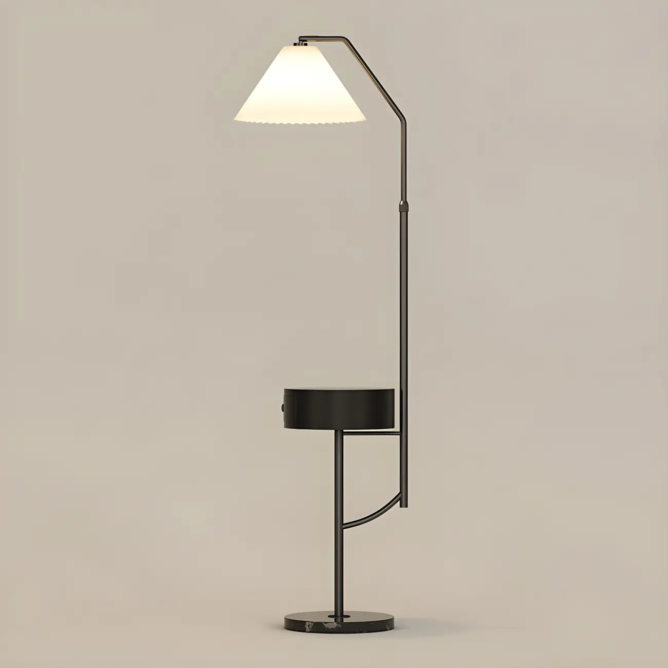 63" Metal Arc Floor Lamp with Tray Table Image - 2 | homeyfad