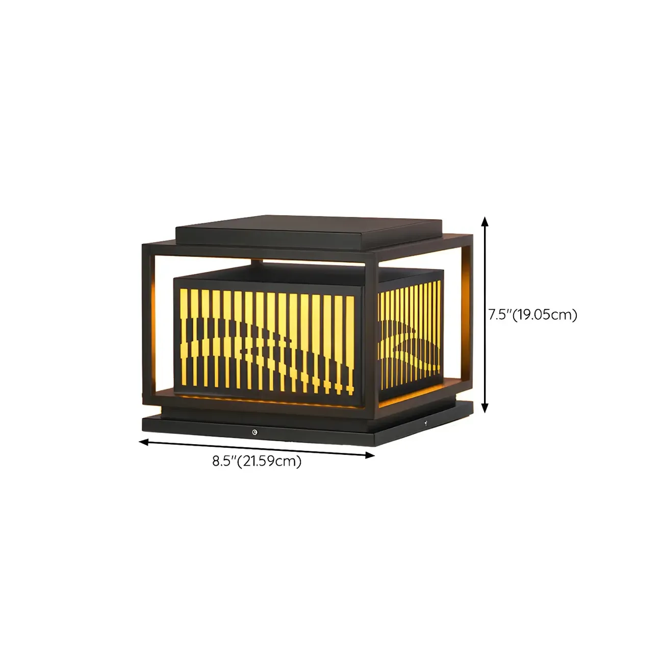 Waterproof Outdoor Wired Rectangular Post Cap Light #size