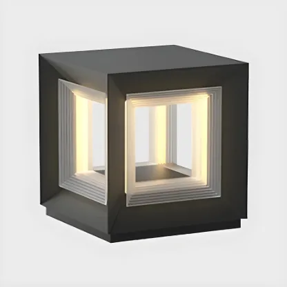 Modern Metal Black Geometric LED Post Cap Light Image - 10