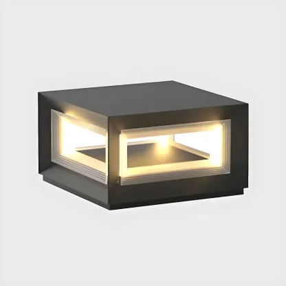 Modern Metal Black Geometric LED Post Cap Light Image - 11
