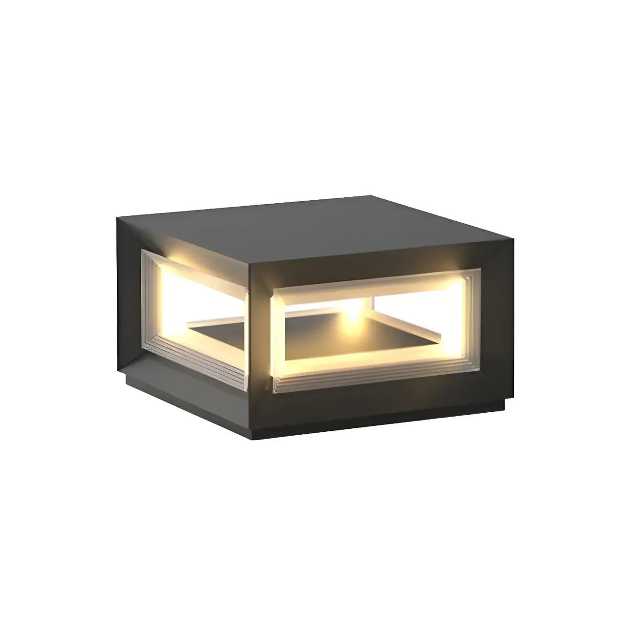 Modern Metal Black Geometric LED Post Cap Light Image - 12
