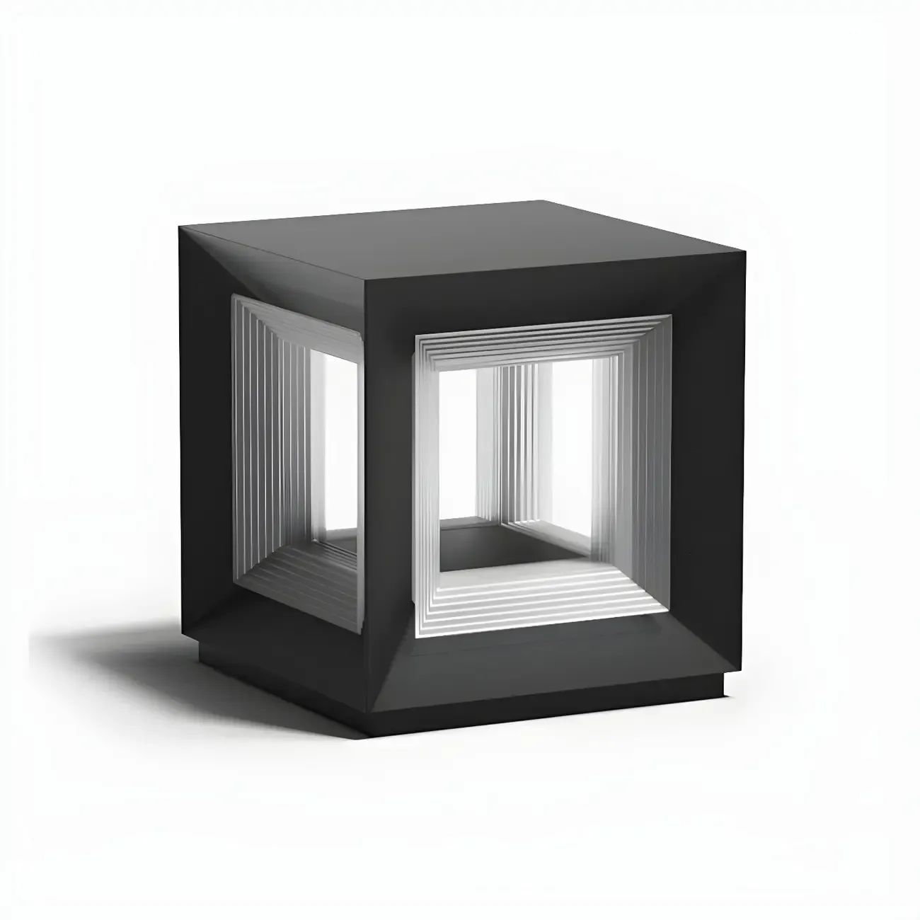 Modern Metal Black Geometric LED Post Cap Light Image - 13