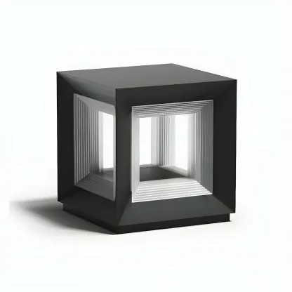 Modern Metal Black Geometric LED Post Cap Light Image - 13