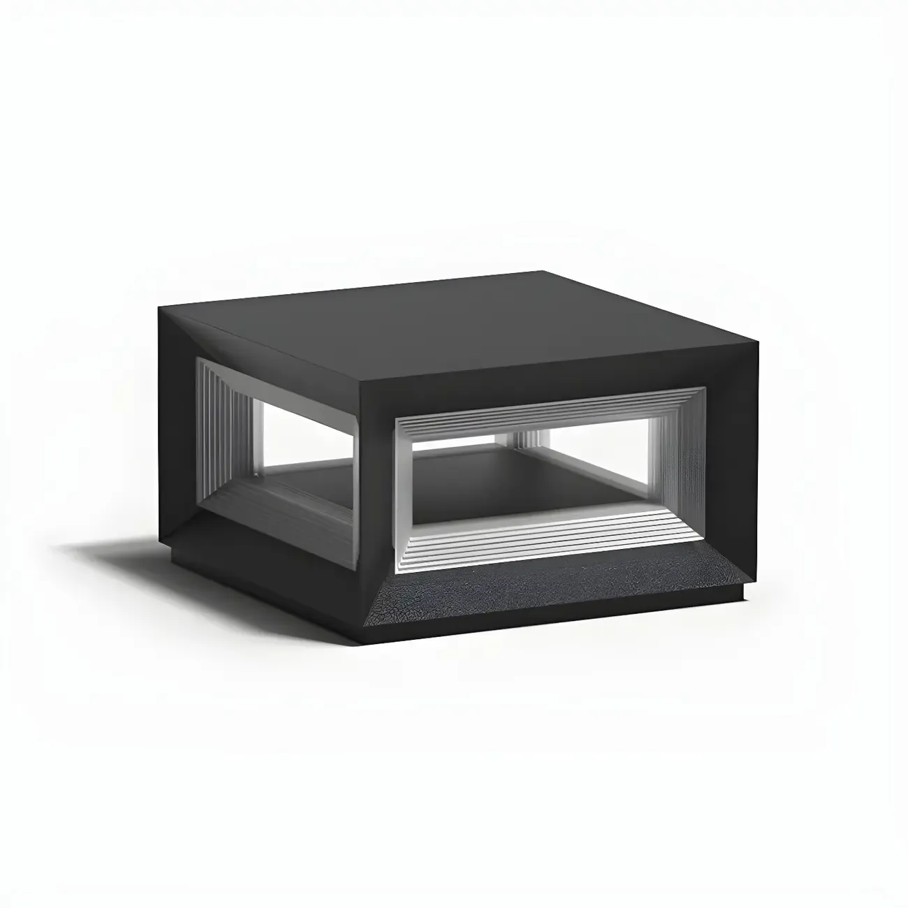 Modern Metal Black Geometric LED Post Cap Light Image - 14