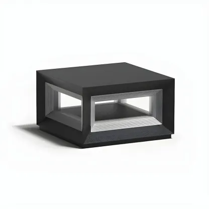 Modern Metal Black Geometric LED Post Cap Light Image - 14