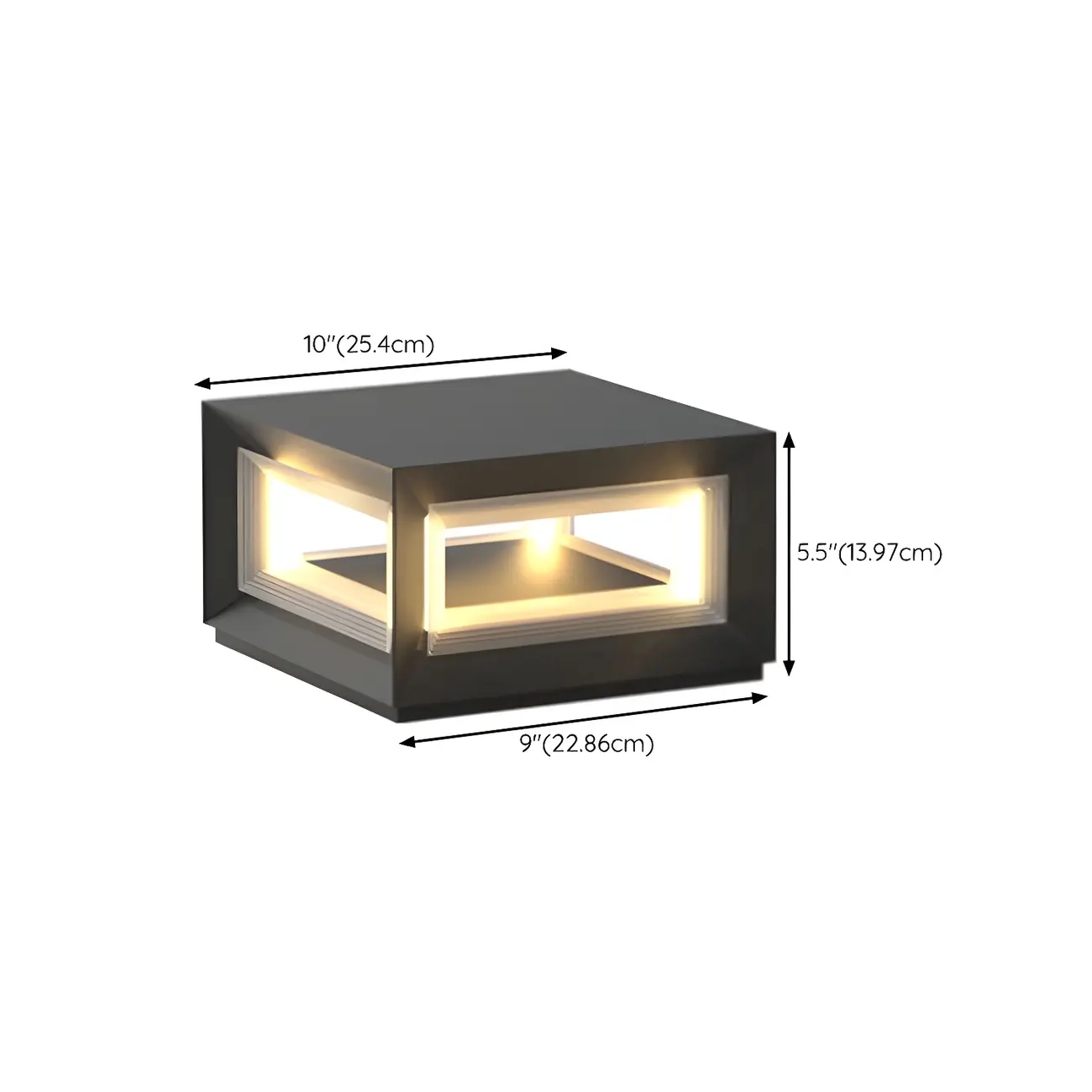 Modern Metal Black Geometric LED Post Cap Light #size | homeyfad