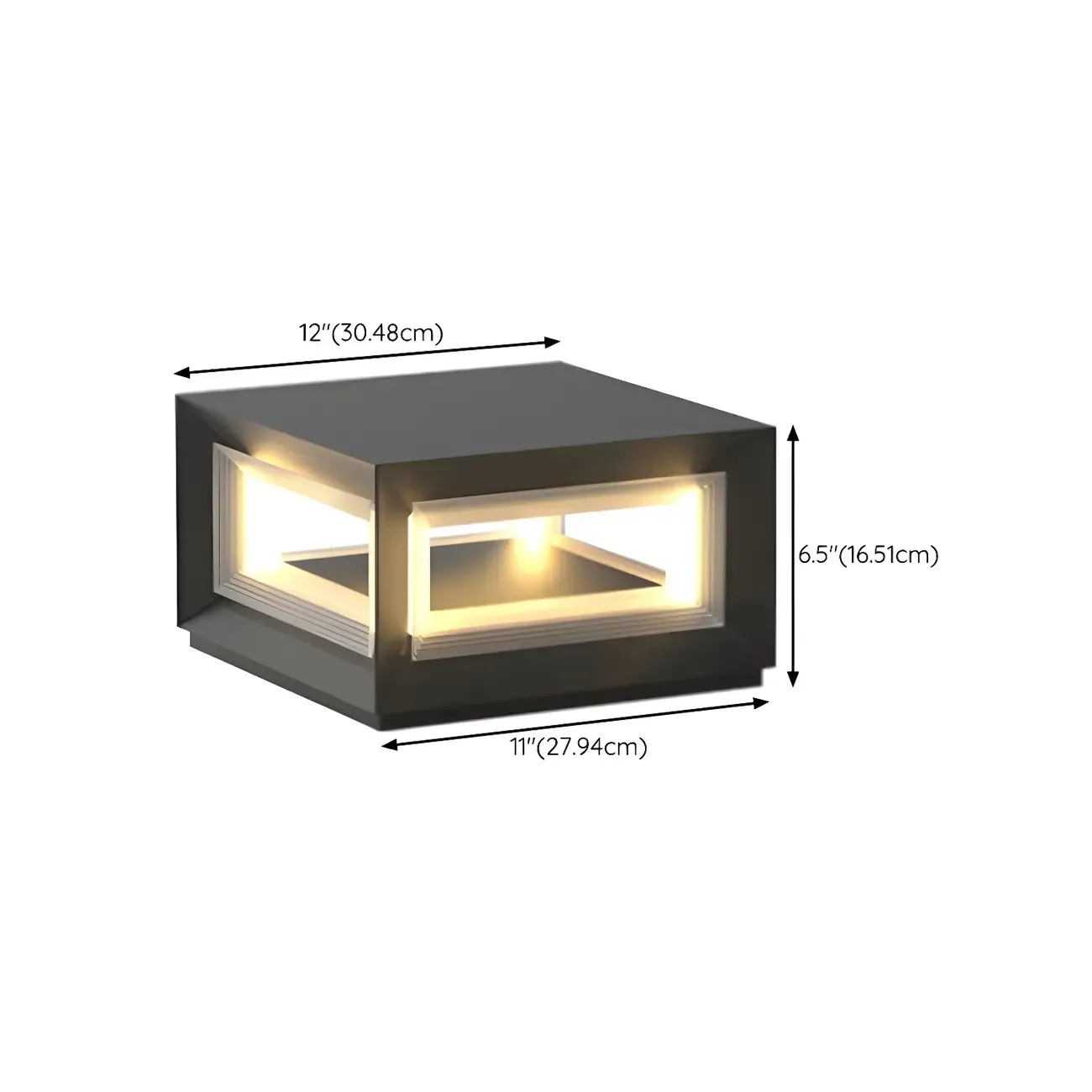 Modern Metal Black Geometric LED Post Cap Light Image - 18