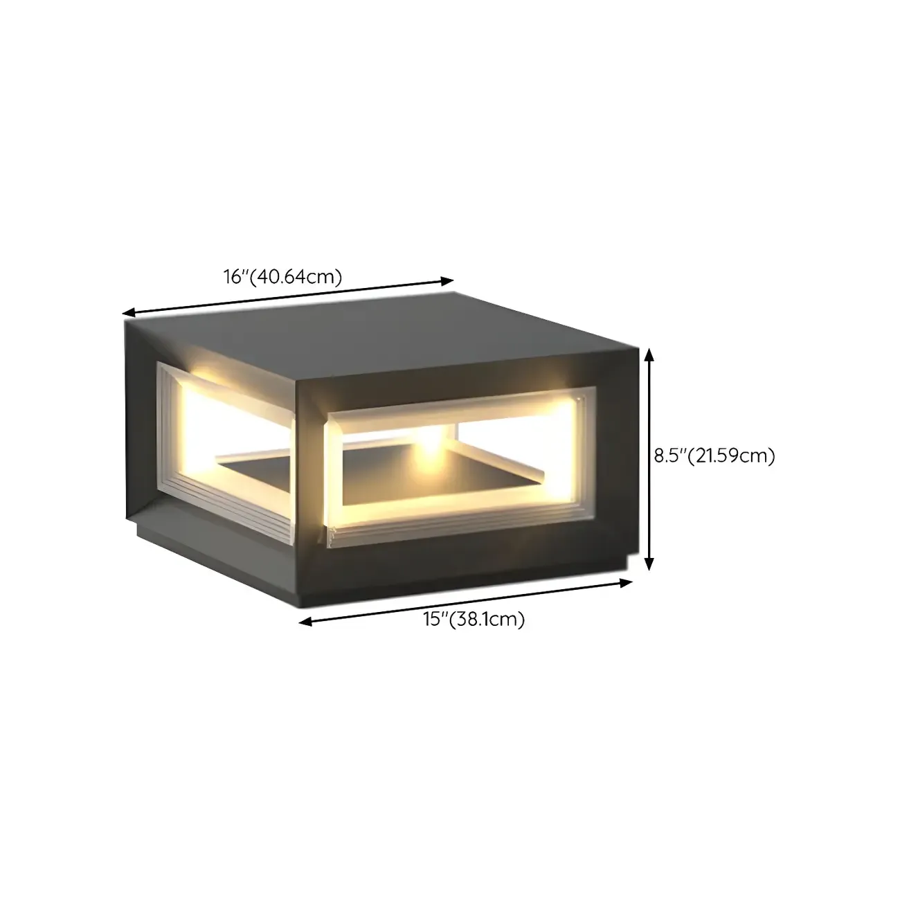 Modern Metal Black Geometric LED Post Cap Light Image - 19