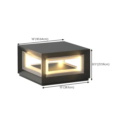 Modern Metal Black Geometric LED Post Cap Light Image - 19